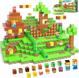 108PCS Magnetic Blocks Building Toys - Build Mine Magnet World Game Adventure Set 1'' Magnet Building Blocks Cubes Boys Girls Toys Ages 3-5 4-6 5-7 6-8 Kids Gifts for 3-12 Years Old
