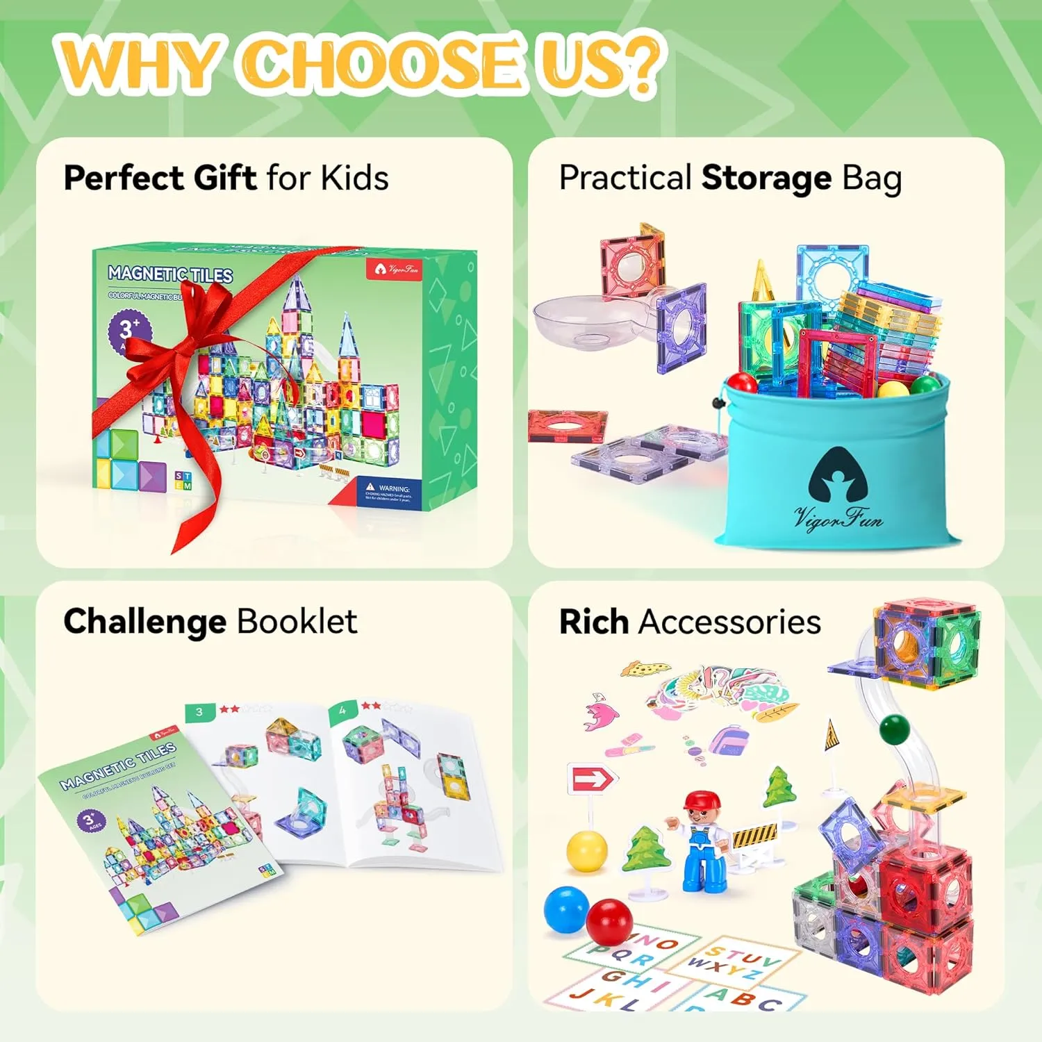 171 PCS Magnetic Tiles and Marble Run Set, Magnet Building Race Track Toys with Learning Card and Storage Bag for Kids, STEM Educational Blocks for Boys Girls Ages 3 4 5 6 7 8  Birthday Gifts