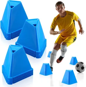 18 Pack 6" Jumbo Disc Soccer Cones Giant Triangular Plastic Agility Sports Cones Training Equipment for Soccer Football Basketball Practice Drills Outdoor Event Games
