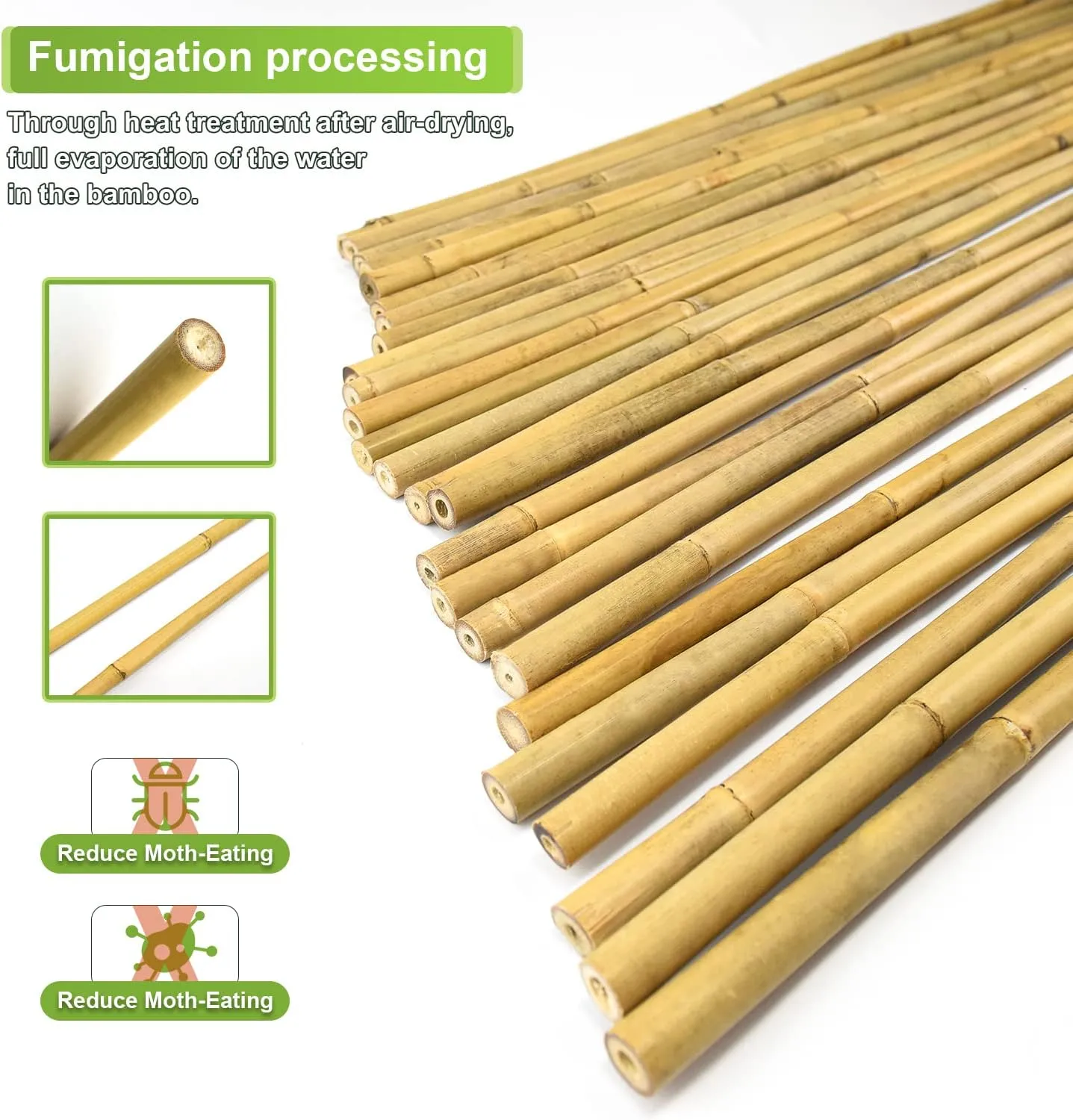 25pcs 1/2" D Thicker Heavy Duty Bamboo Stakes, 4FT Plant Stakes, Natural Garden Stakes for Tomato, Bean, Flowers,Trees Potted and Climbing Plant Support