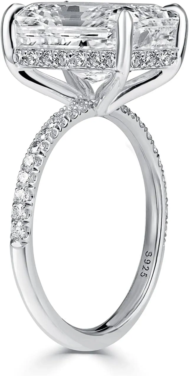 3.5/7.0ct Radiant Cut Engagement Ring,Simulated Diamond Promise Ring for Women in 925 Sterling Silver