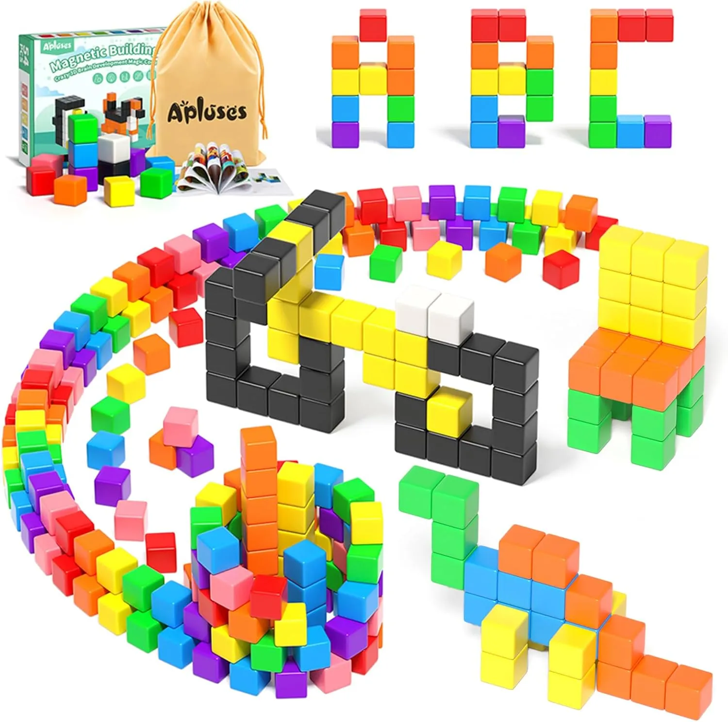 54 PCS Magnetic Blocks, Magnetic Building Blocks for Toddlers 3 , Montessori Toys, Magnet Cubes, Preschool STEM Educational Sensory Magnet Toys for Kids Ages 3-5 Year Old Boys and Girls