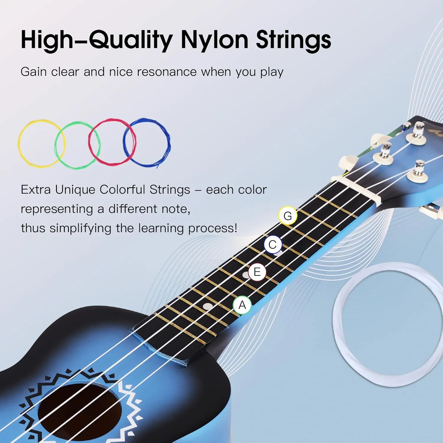ADM Ukulele for Beginners Hawaiian Wood Ukelele Kit for Kids Adult Student Starter Professional Ukalelee Pack Bundle with Free Lessons Gig Bag Strap Nylon String Tuner (Bluebrust, 21 Inch)