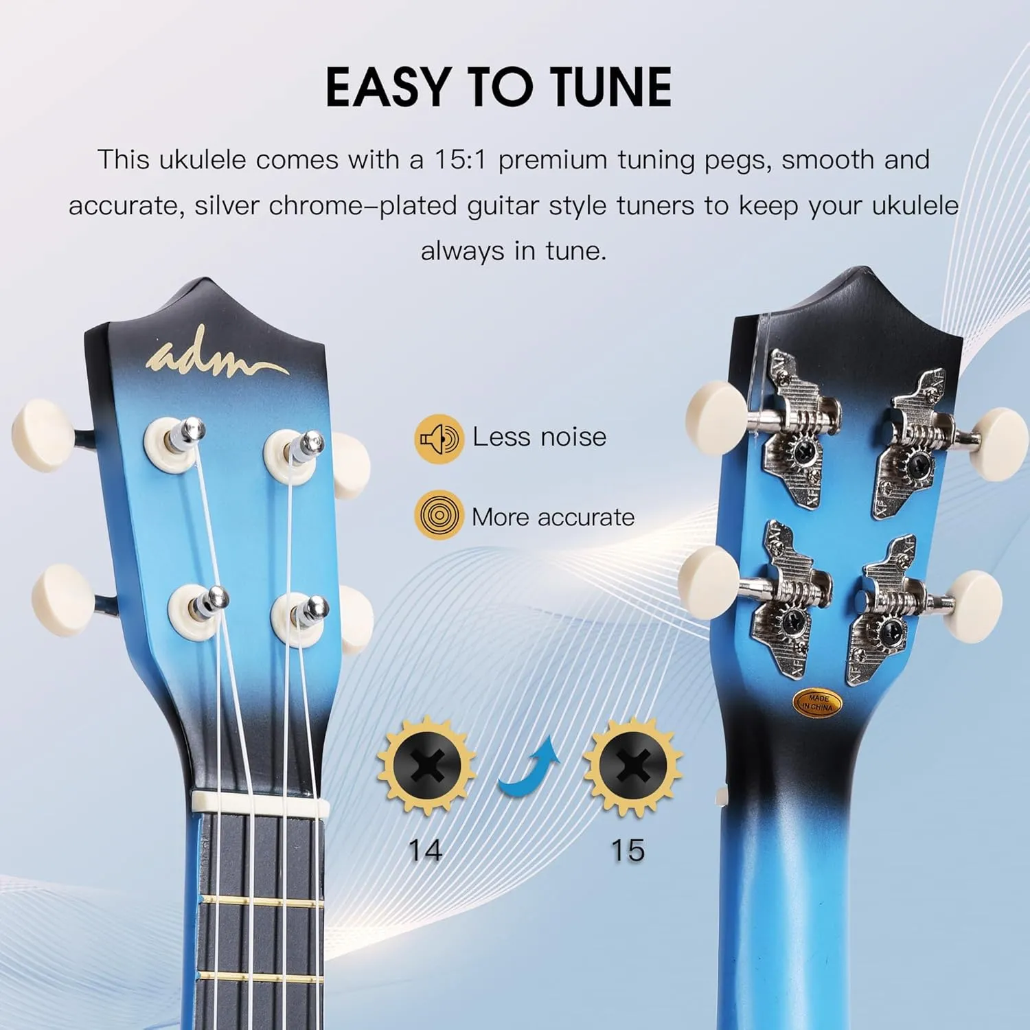 ADM Ukulele for Beginners Hawaiian Wood Ukelele Kit for Kids Adult Student Starter Professional Ukalelee Pack Bundle with Free Lessons Gig Bag Strap Nylon String Tuner (Bluebrust, 21 Inch)