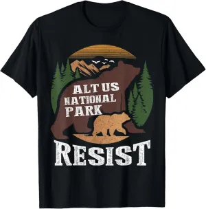Altus National Park Resist Bear Unisex-Adults T-Shirt, Black, Small, Short Sleeve