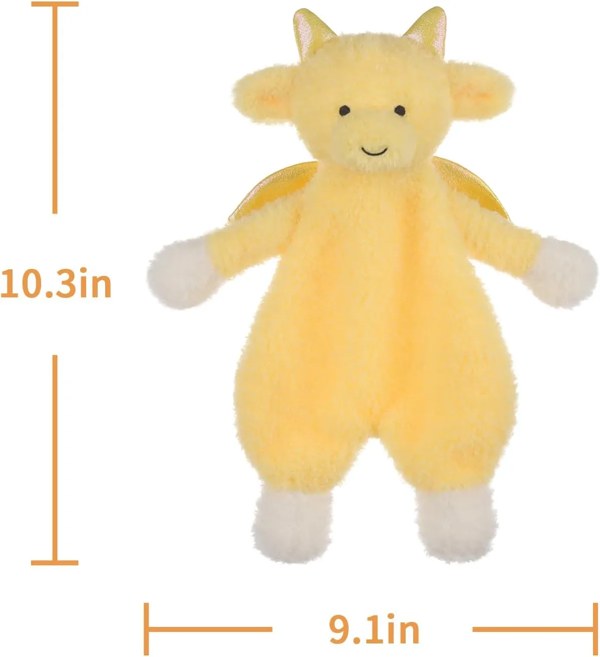 Apricot Lamb Dragon Soft Loveys for Babies, Security Blanket for Baby Boy and Girl, 10.3 Inches for Infant and Toddlers (Yellow)