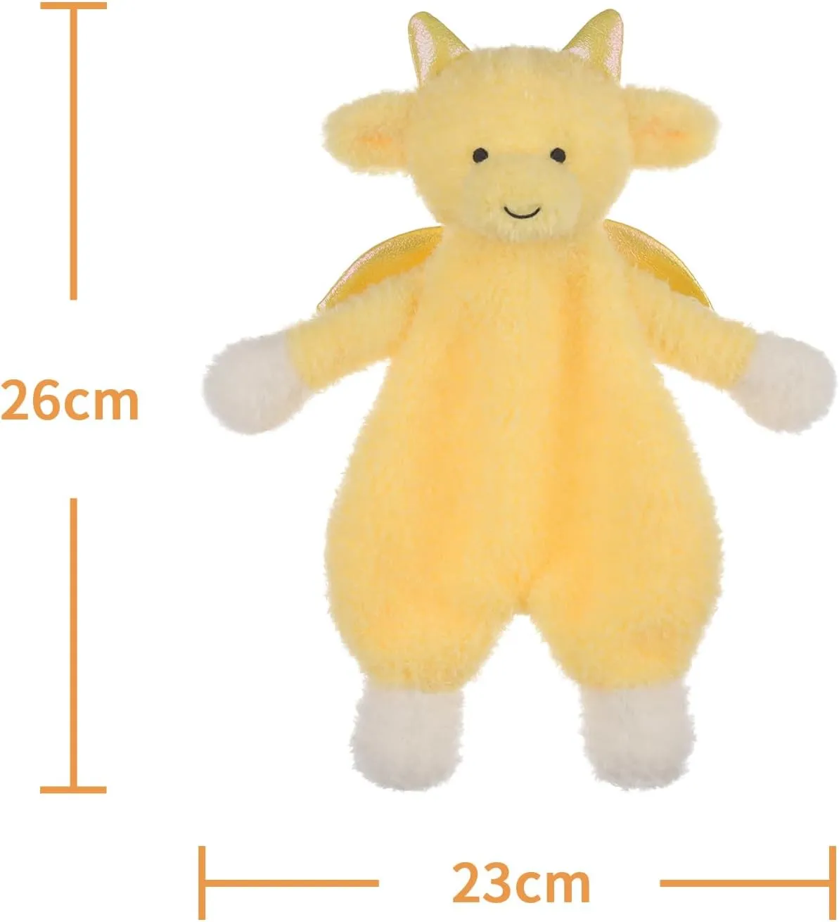 Apricot Lamb Dragon Soft Loveys for Babies, Security Blanket for Baby Boy and Girl, 10.3 Inches for Infant and Toddlers (Yellow)