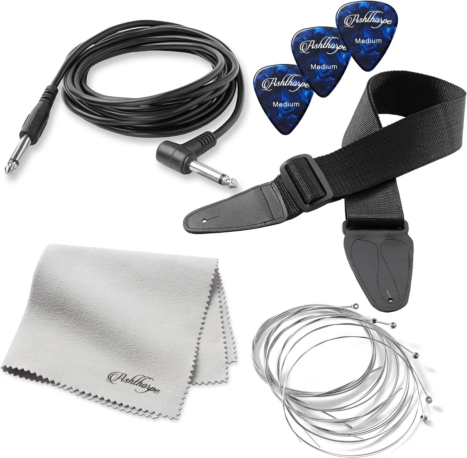 Ashthorpe 39-Inch Electric Guitar (Light Blue-Silver), Full-Size Guitar Kit with Padded Gig Bag, Tremolo Bar, Strap, Strings, Cable, Cloth, Picks