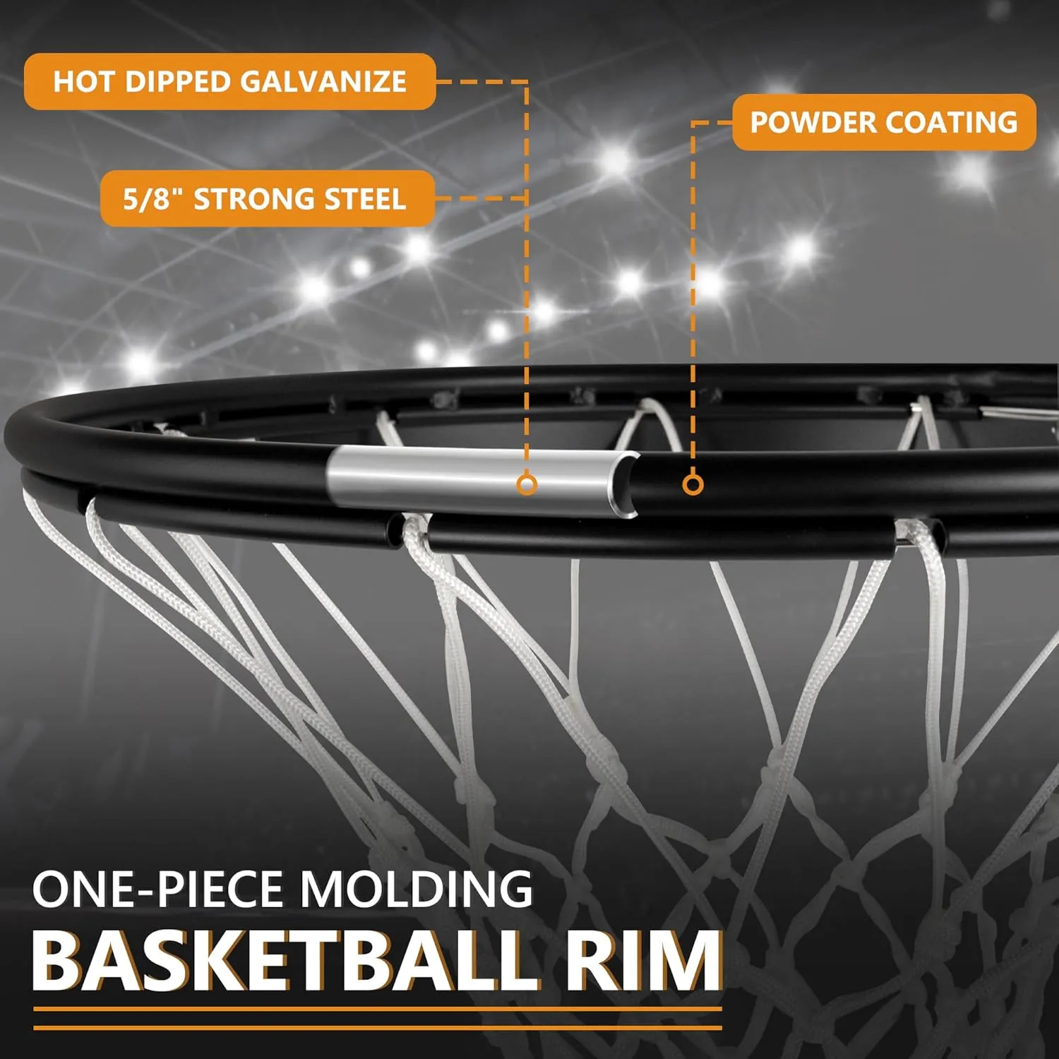 Basketball Rim Replacement, Single-Spring Breakaway Basketball Rim Outdoor Indoor, Universal 18 Inch Heavy Duty Basketball Hoop Rim and Net