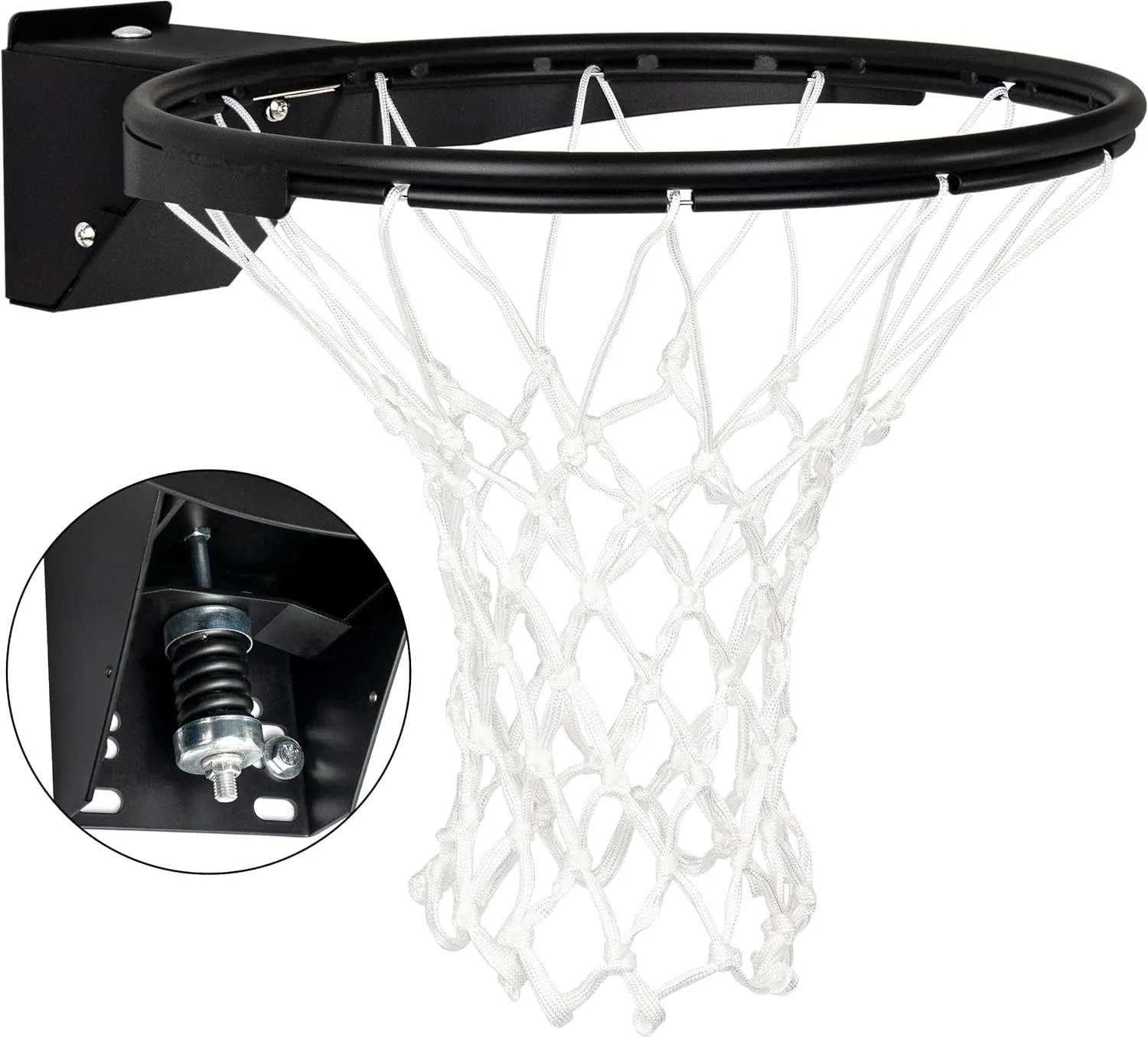 Basketball Rim Replacement, Single-Spring Breakaway Basketball Rim Outdoor Indoor, Universal 18 Inch Heavy Duty Basketball Hoop Rim and Net