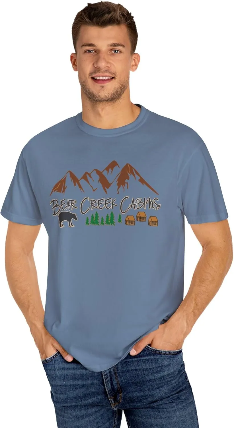 Bear Creek Cabins T-Shirt, Mountain Retreat Nature Tee, Rustic Lodge Outdoor Shirt, Wilderness Camping Top, Forest Adventure