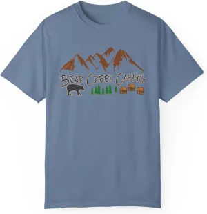 Bear Creek Cabins T-Shirt, Mountain Retreat Nature Tee, Rustic Lodge Outdoor Shirt, Wilderness Camping Top, Forest Adventure