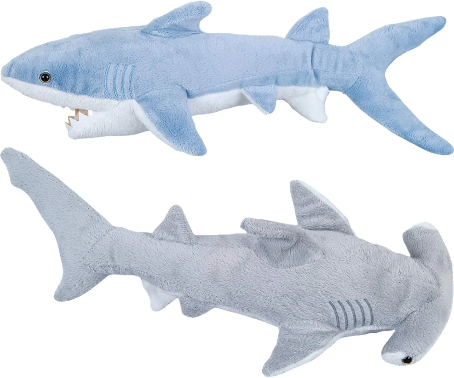 Bedwina Stuffed Animal Sharks - Pack of 2 Large, 14 inch Mako & 13 inch Hammerhead Plush Shark Toys, Stuff Animals Toy, for Baby Toddlers & Kids