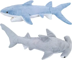 Bedwina Stuffed Animal Sharks - Pack of 2 Large, 14 inch Mako & 13 inch Hammerhead Plush Shark Toys, Stuff Animals Toy, for Baby Toddlers & Kids