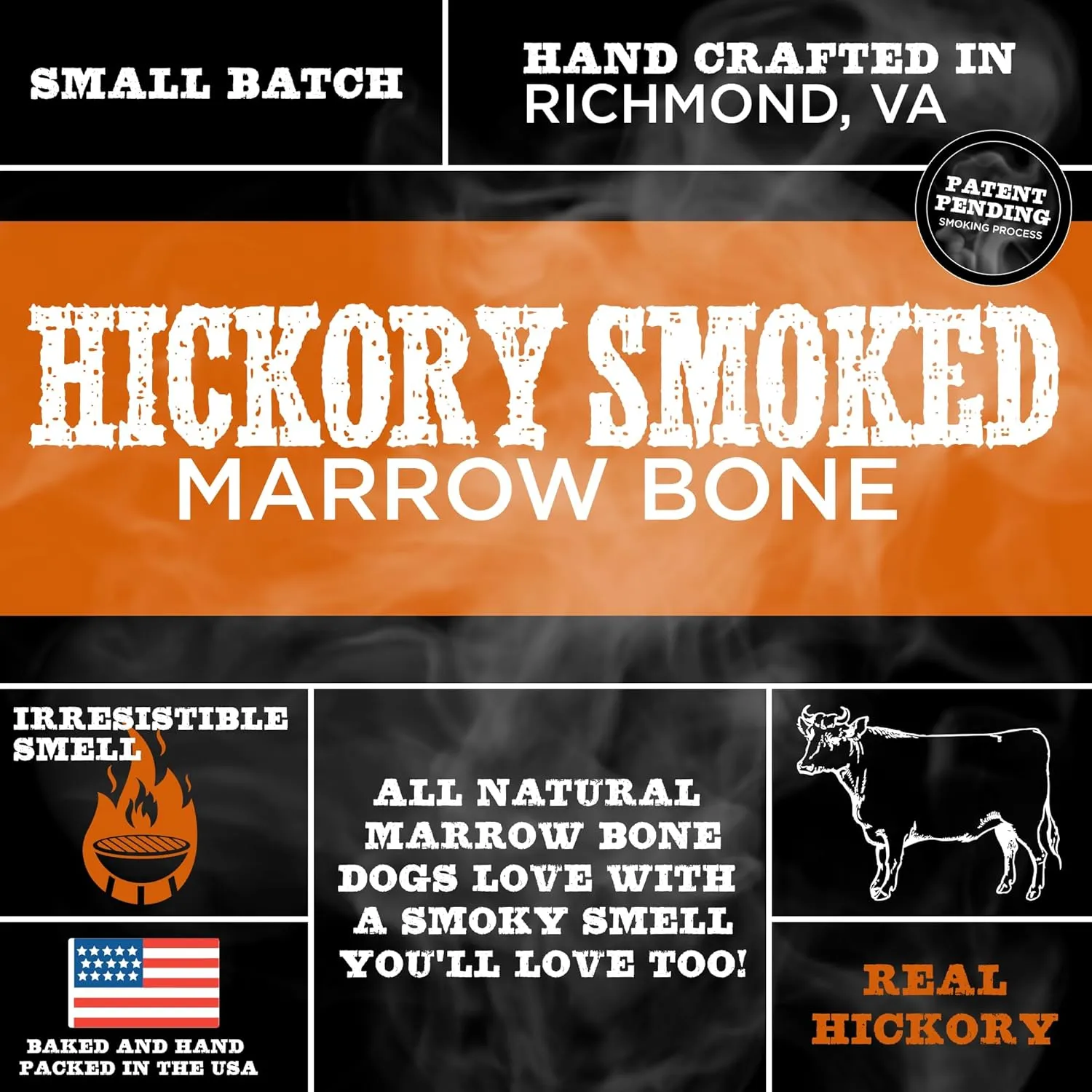 Best Bully Sticks Hickory Smoked Marrow Bones - 3 Count (Pack of 1) - No Additives, Long-Lasting, Great for Large Breeds