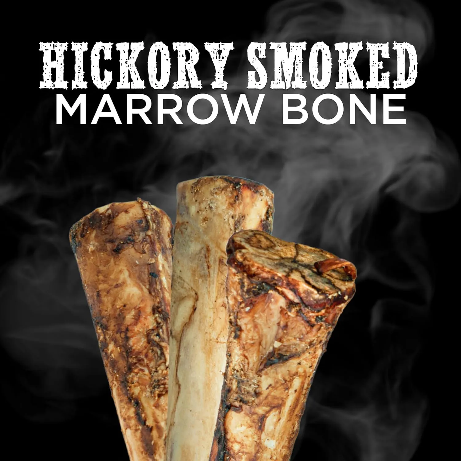 Best Bully Sticks Hickory Smoked Marrow Bones - 3 Count (Pack of 1) - No Additives, Long-Lasting, Great for Large Breeds