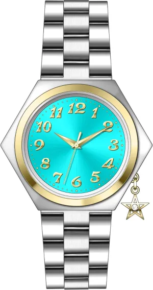 Bisley Women Shaped Watch with Star Charm Arabic Number Easy to Read Metal Bracelet with Magnetic Clasp Watch for Small Wrist