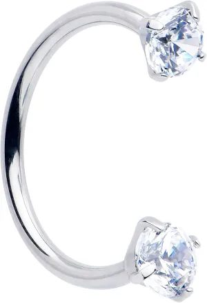 Body Candy Double Gem Titanium Horseshoe Nose Ring - Internally Threaded Solid Titanium CZ Horseshoe Nose Hoop