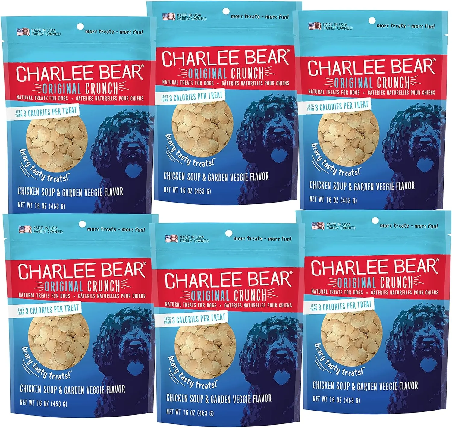 Charlee Bear Dog Treats Chicken Soup & Garden Veggie Flavor (6 Pack) 16 oz Each