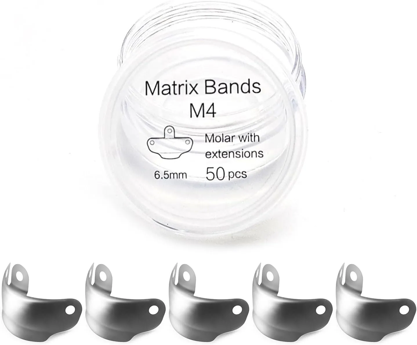 Dental Sectional Matrix System Dental Matrix Ring and Band Set, Dental Sectional Matrix Bands Ring, Dental Clip Clamp Ring, Matrix Bands for Dental Restorations.-6.5mm50pcs