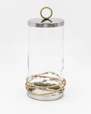 Godinger Canister Storage Container, Metal Wire Storage Canister with Gold Ring - 4X8
