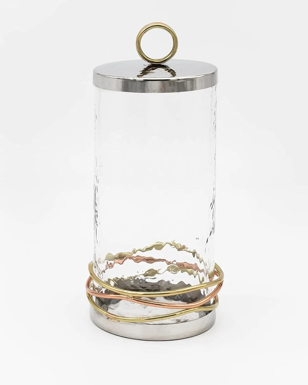 Godinger Canister Storage Container, Metal Wire Storage Canister with Gold Ring - 4X8
