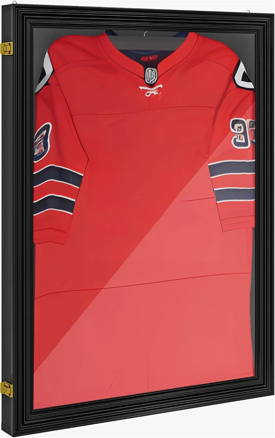 HOMCOM 24" x 32" Jersey Frame Display Case, UV-Resistant Jersey Shadow Box with 2 Keys, Hanger, Black