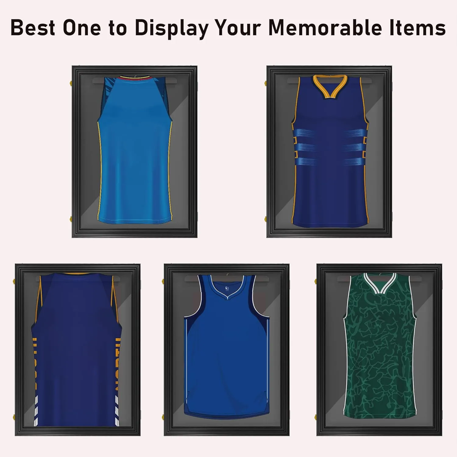 HOMCOM 24" x 32" Jersey Frame Display Case, UV-Resistant Jersey Shadow Box with 2 Keys, Hanger, Black