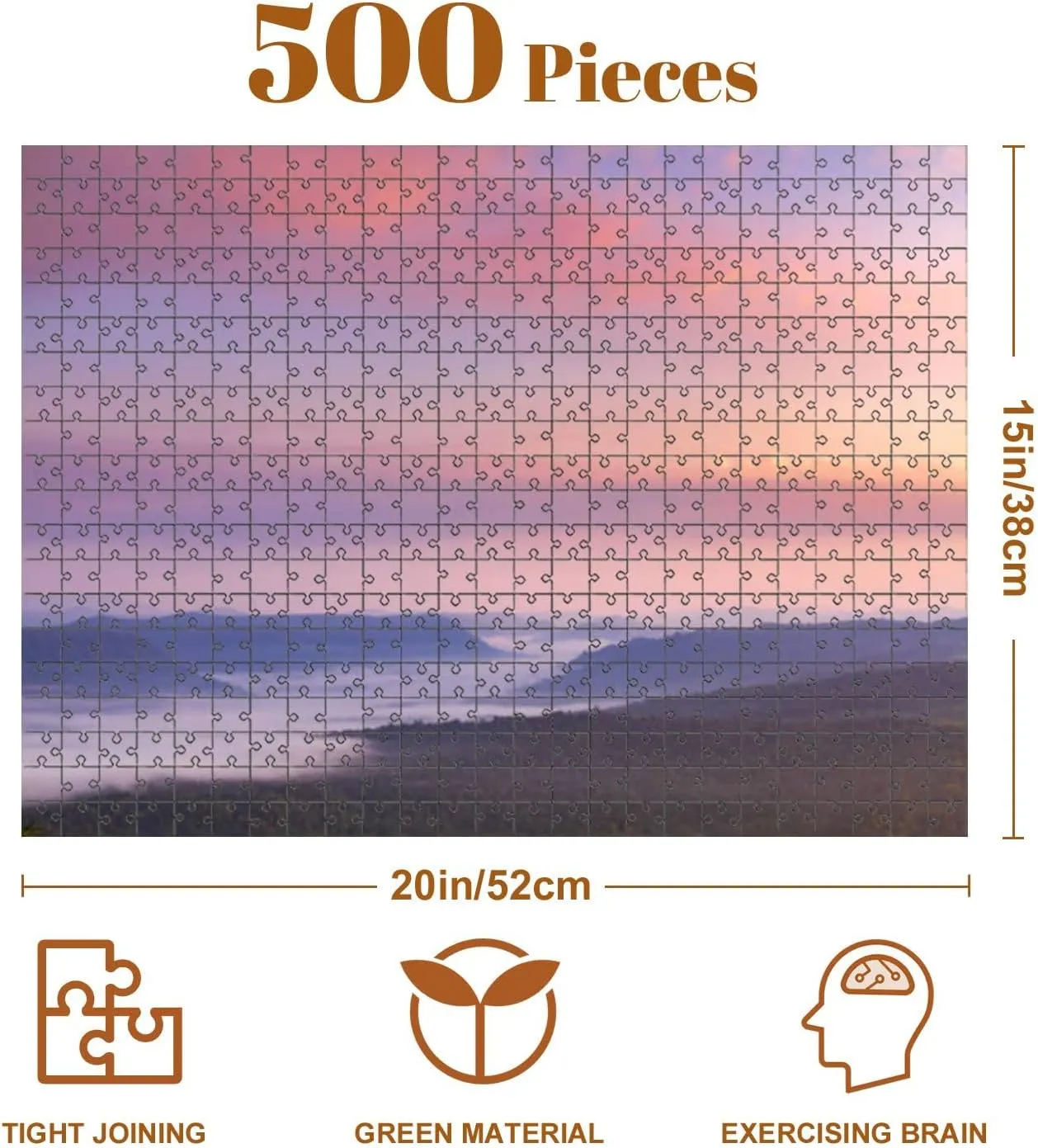Jigsaw Puzzles 500 Pieces for Adult Autumn Sunrise Mountainous Rural Area Puzzle Game for Family Wooden Puzzle Toy Educational Games Puzzles for Home Decor