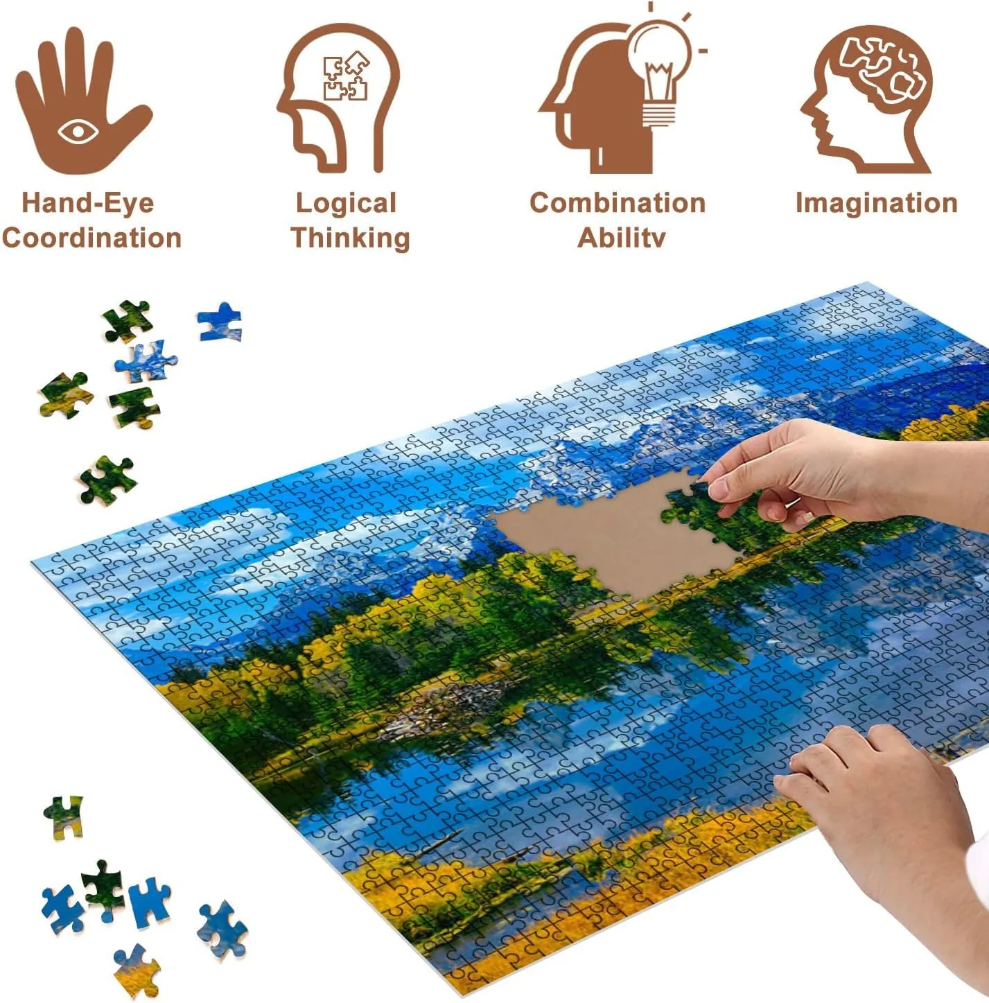 Jigsaw Puzzles 500 Pieces for Adult Beaver Pond Grand Teton National Park Puzzle Game for Family Wooden Puzzle Toy Educational Games Puzzles for Home Decor