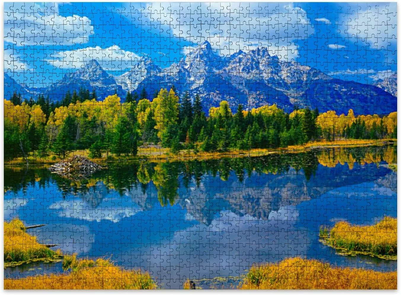 Jigsaw Puzzles 500 Pieces for Adult Beaver Pond Grand Teton National Park Puzzle Game for Family Wooden Puzzle Toy Educational Games Puzzles for Home Decor