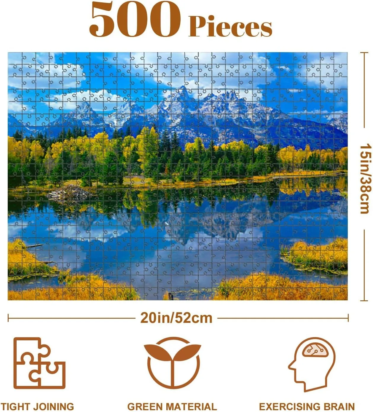 Jigsaw Puzzles 500 Pieces for Adult Beaver Pond Grand Teton National Park Puzzle Game for Family Wooden Puzzle Toy Educational Games Puzzles for Home Decor