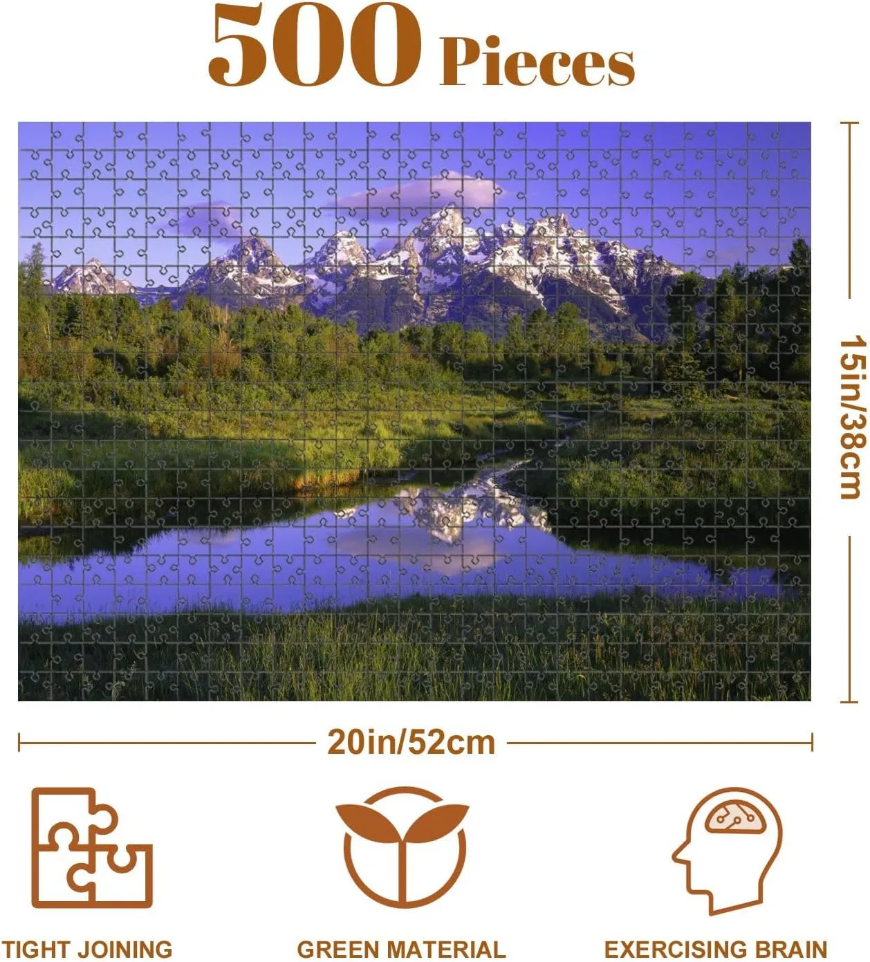 Jigsaw Puzzles 500 Pieces for Adult Dawn Grand Teton National Park Puzzle Game for Family Wooden Puzzle Toy Educational Games Puzzles for Home Decor