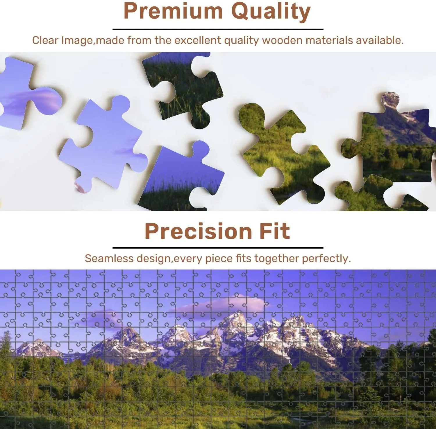 Jigsaw Puzzles 500 Pieces for Adult Dawn Grand Teton National Park Puzzle Game for Family Wooden Puzzle Toy Educational Games Puzzles for Home Decor