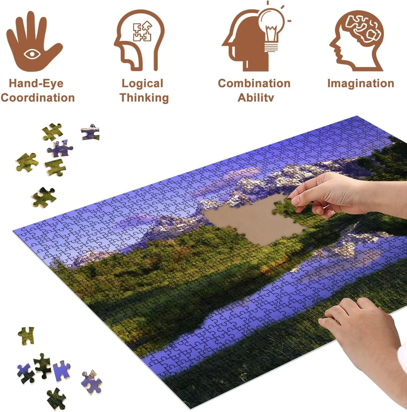 Jigsaw Puzzles 500 Pieces for Adult Dawn Grand Teton National Park Puzzle Game for Family Wooden Puzzle Toy Educational Games Puzzles for Home Decor