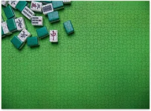 Jigsaw Puzzles 500 Pieces for Adult Full Mahjong Tiles Game Green Puzzle Game for Family Wooden Puzzle Toy Educational Games Puzzles for Home Decor