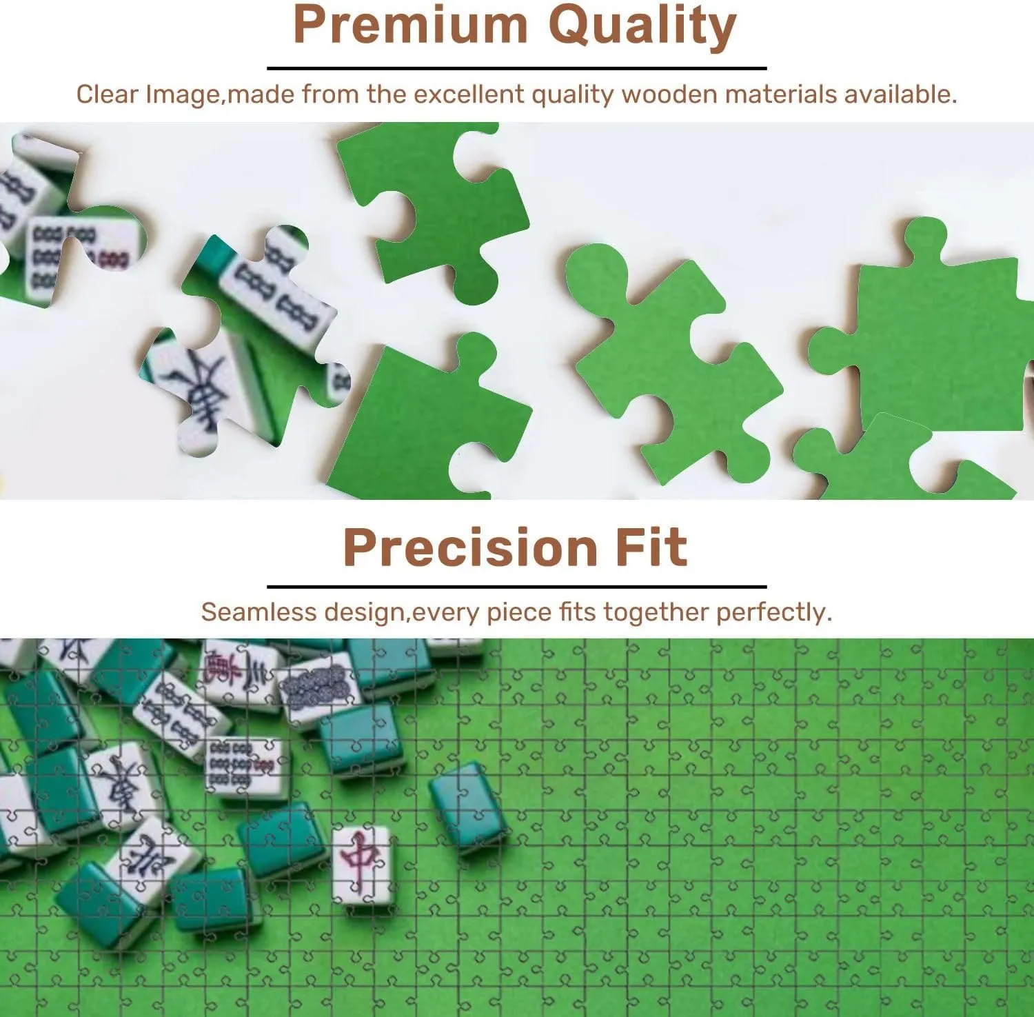 Jigsaw Puzzles 500 Pieces for Adult Full Mahjong Tiles Game Green Puzzle Game for Family Wooden Puzzle Toy Educational Games Puzzles for Home Decor