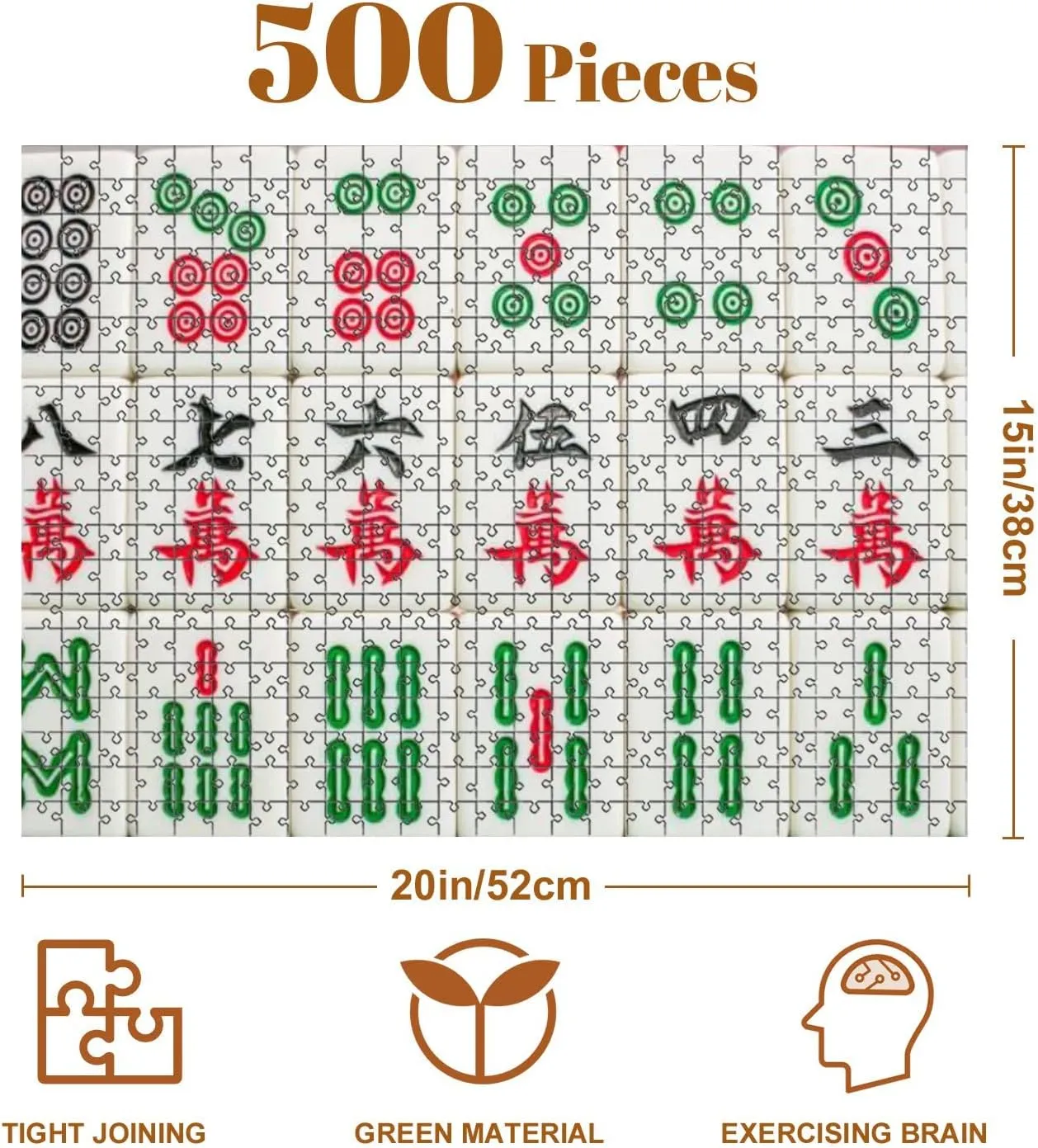 Jigsaw Puzzles 500 Pieces for Adult Mahjong Puzzle Game for Family Wooden Puzzle Toy Educational Games Puzzles for Home Decor