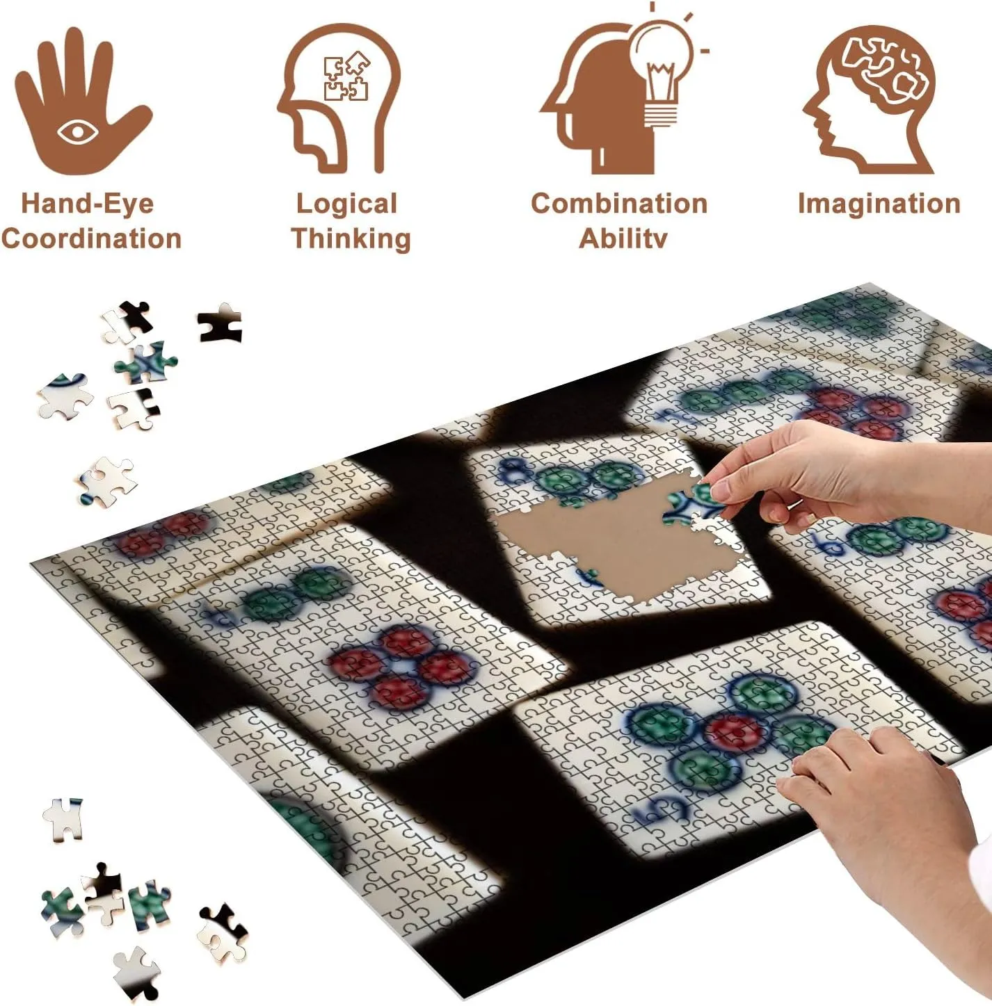 Jigsaw Puzzles 500 Pieces for Adult Mahjong Set Puzzle Game for Family Wooden Puzzle Toy Educational Games Puzzles for Home Decor