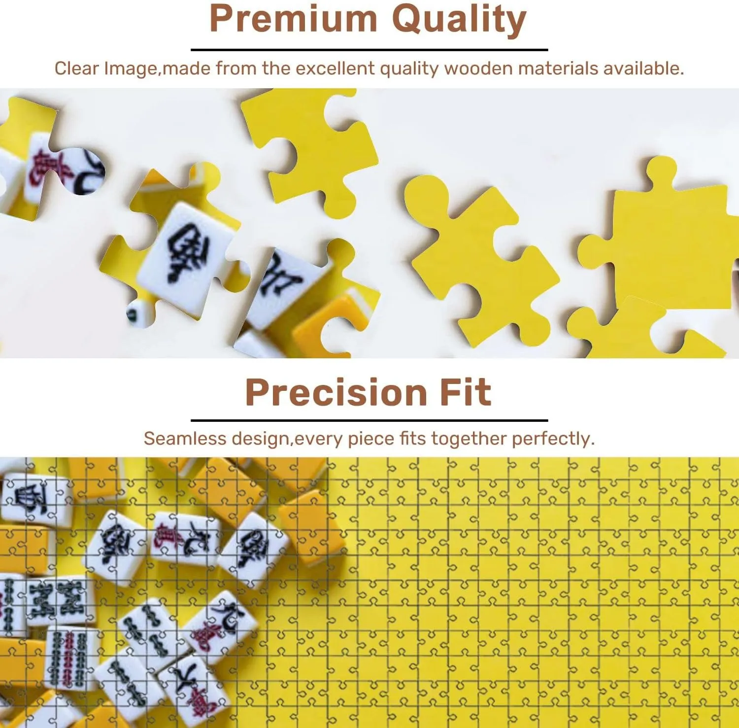 Jigsaw Puzzles 500 Pieces for Adult Mahjong Tiles Lined up Yellow Puzzle Game for Family Wooden Puzzle Toy Educational Games Puzzles for Home Decor