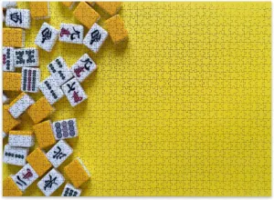 Jigsaw Puzzles 500 Pieces for Adult Mahjong Tiles Lined up Yellow Puzzle Game for Family Wooden Puzzle Toy Educational Games Puzzles for Home Decor