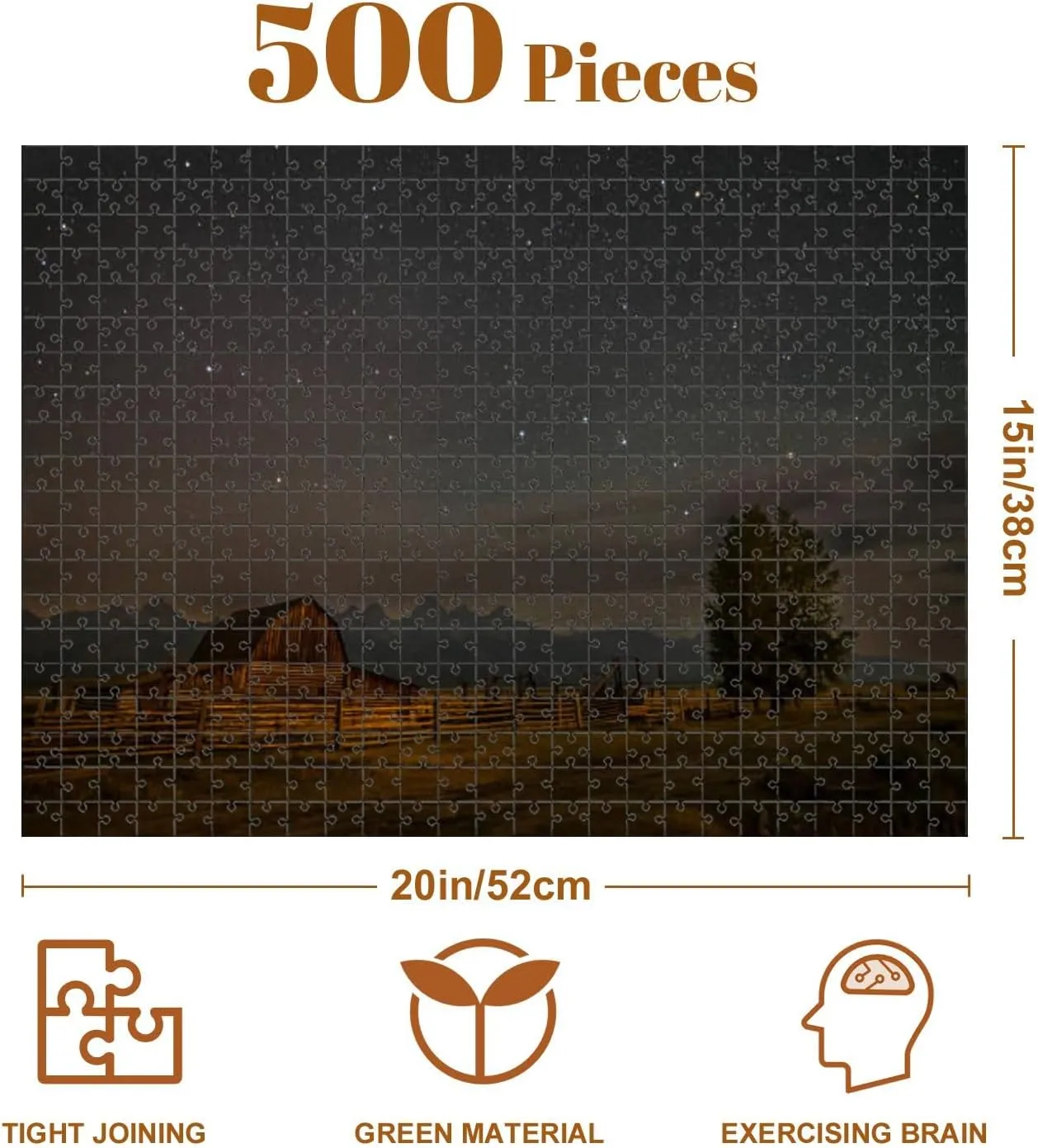 Jigsaw Puzzles 500 Pieces for Adult Moulton Barn Grand Teton National Park Puzzle Game for Family Wooden Puzzle Toy Educational Games Puzzles for Home Decor