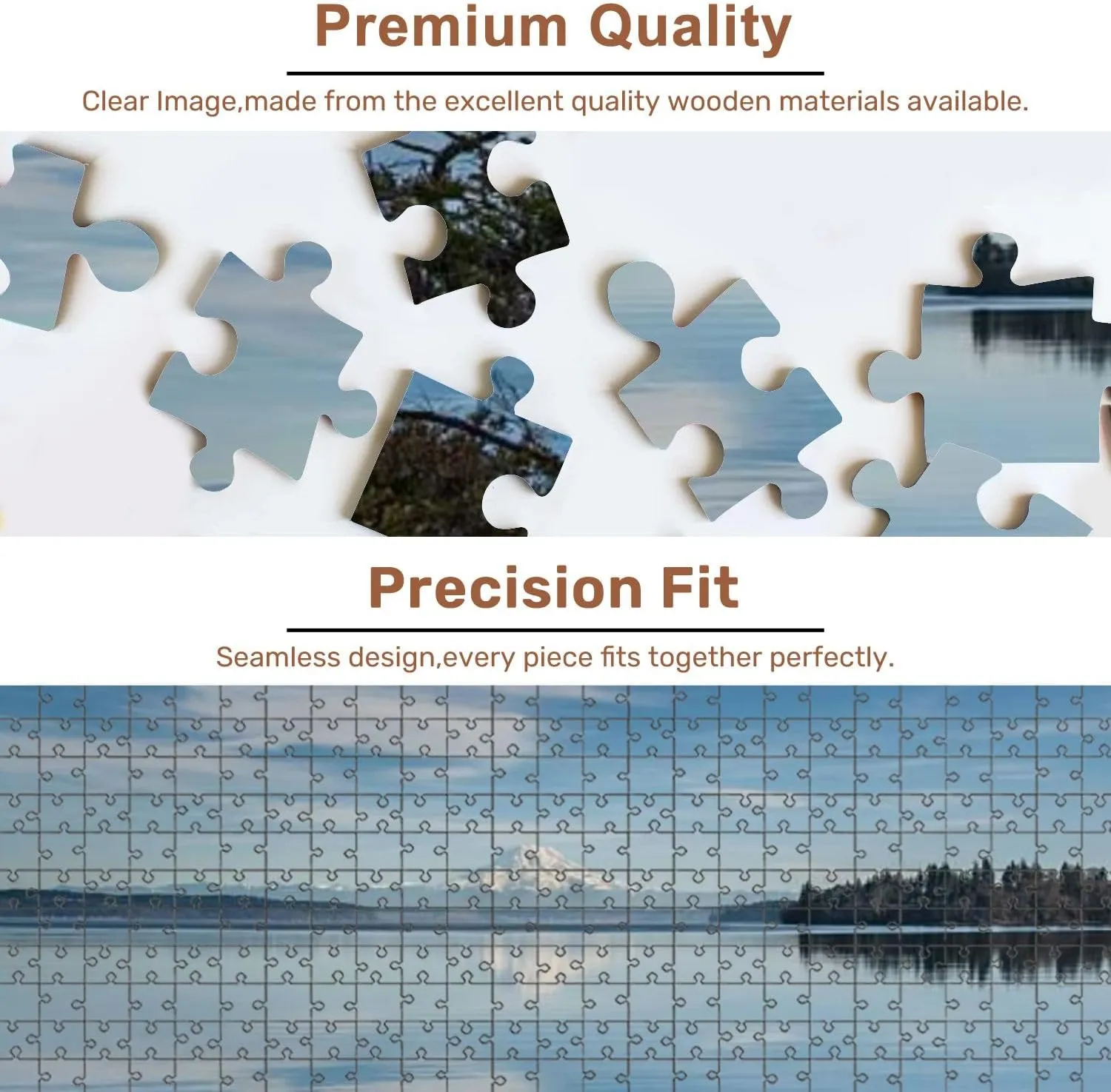 Jigsaw Puzzles 500 Pieces for Adult Mount Rainier Reflected Puget Sound Puzzle Game for Family Wooden Puzzle Toy Educational Games Puzzles for Home Decor
