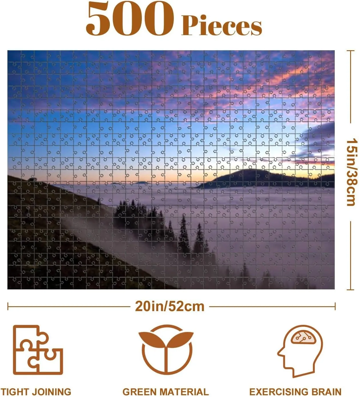 Jigsaw Puzzles 500 Pieces for Adult Mountain Landscape Puzzle Game for Family Wooden Puzzle Toy Educational Games Puzzles for Home Decor