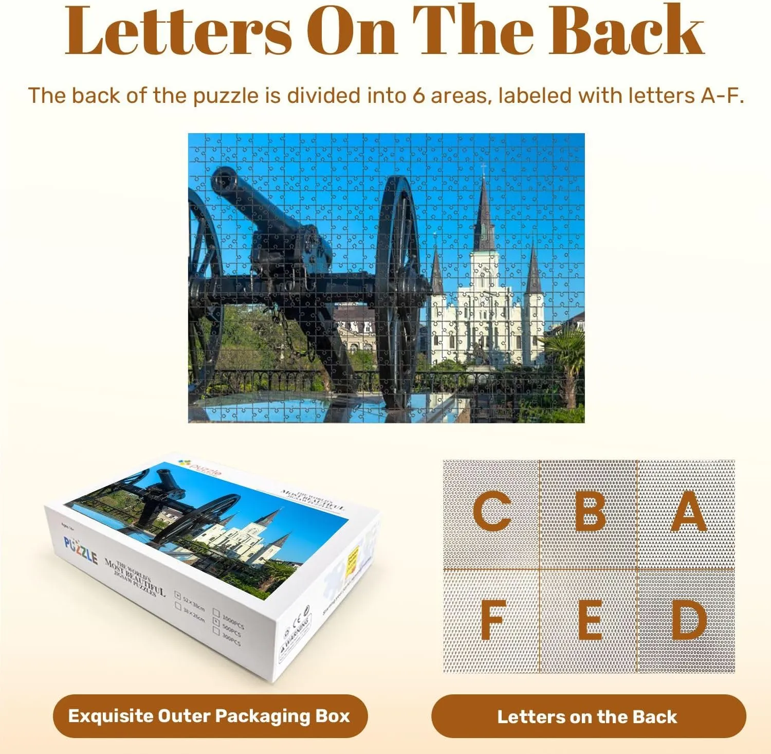Jigsaw Puzzles 500 Pieces for Adult New Orleans Saint Louis Cathedral Cannon Puzzle Game for Family Wooden Puzzle Toy Educational Games Puzzles for Home Decor