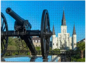 Jigsaw Puzzles 500 Pieces for Adult New Orleans Saint Louis Cathedral Cannon Puzzle Game for Family Wooden Puzzle Toy Educational Games Puzzles for Home Decor