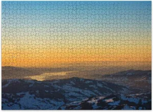 Jigsaw Puzzles 500 Pieces for Adult S ntis Peak Mountain Switzerland Spectacular View Sunset Winter Snow Puzzle Game for Family Wooden Puzzle Toy Educational Games Puzzles for Home Decor