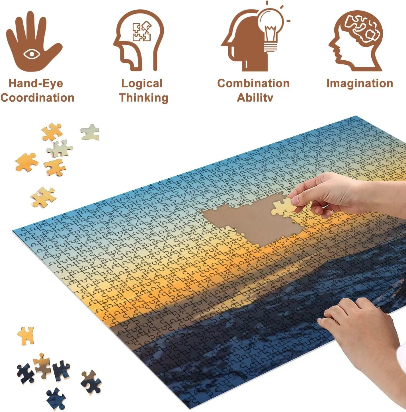 Jigsaw Puzzles 500 Pieces for Adult S ntis Peak Mountain Switzerland Spectacular View Sunset Winter Snow Puzzle Game for Family Wooden Puzzle Toy Educational Games Puzzles for Home Decor