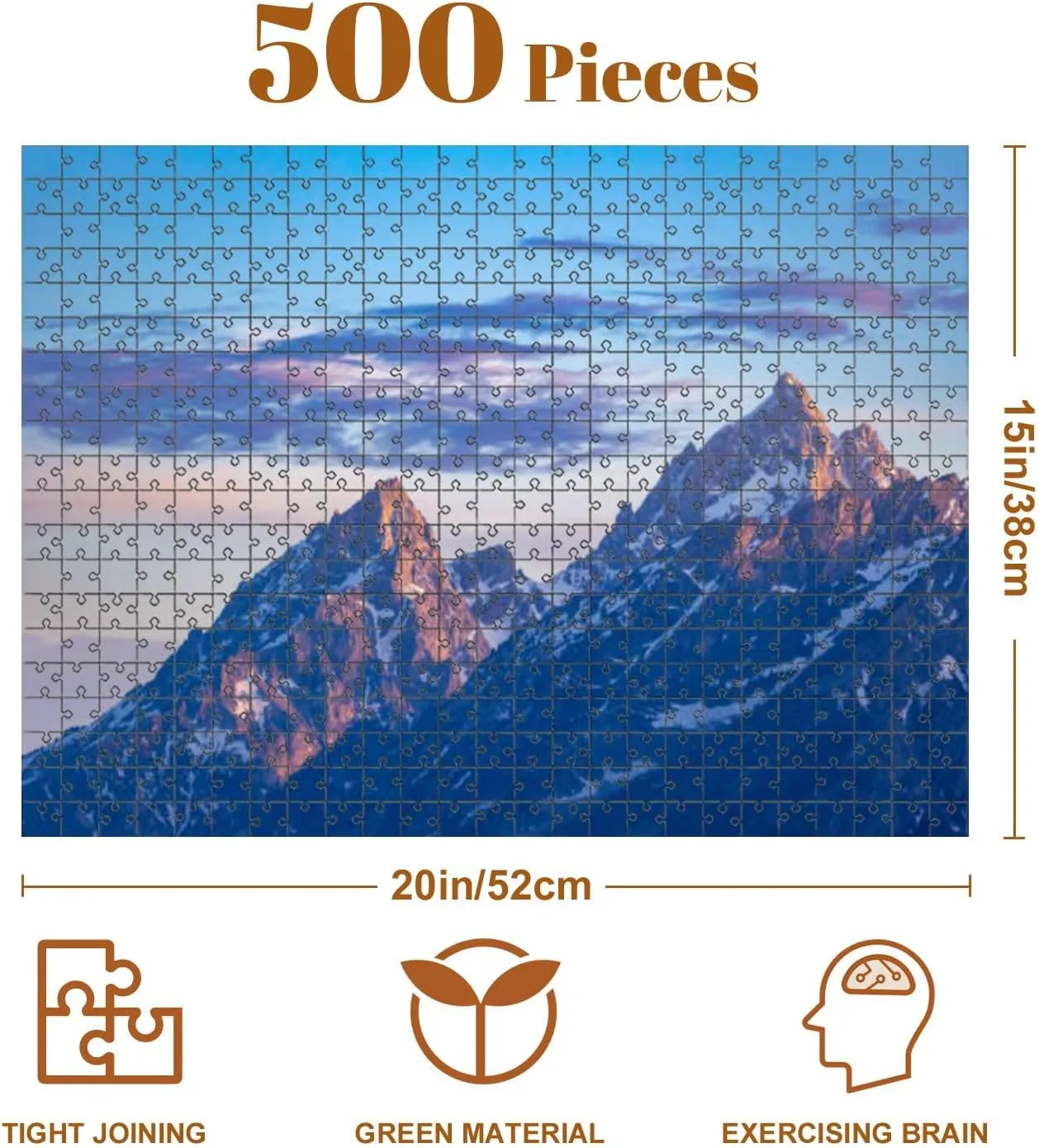Jigsaw Puzzles 500 Pieces for Adult Sunrise Grand Teton National Park Wyoming Puzzle Game for Family Wooden Puzzle Toy Educational Games Puzzles for Home Decor