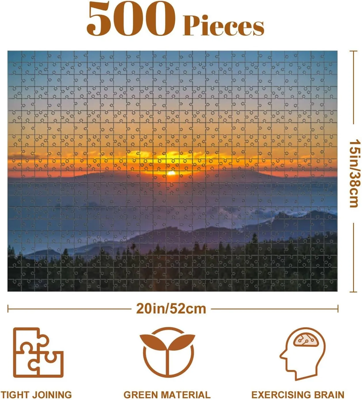 Jigsaw Puzzles 500 Pieces for Adult Sunset Behind Island Puzzle Game for Family Wooden Puzzle Toy Educational Games Puzzles for Home Decor